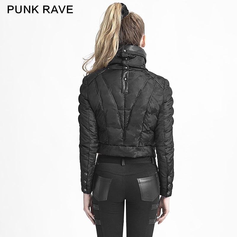 Y-619 Winter black Short Punk Jacket With Belts