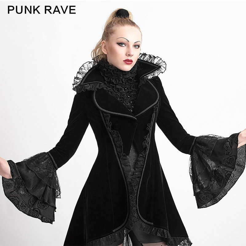 Y-622 Winter Long Flare Sleeves Gothic Trench Coats With Swallowtail