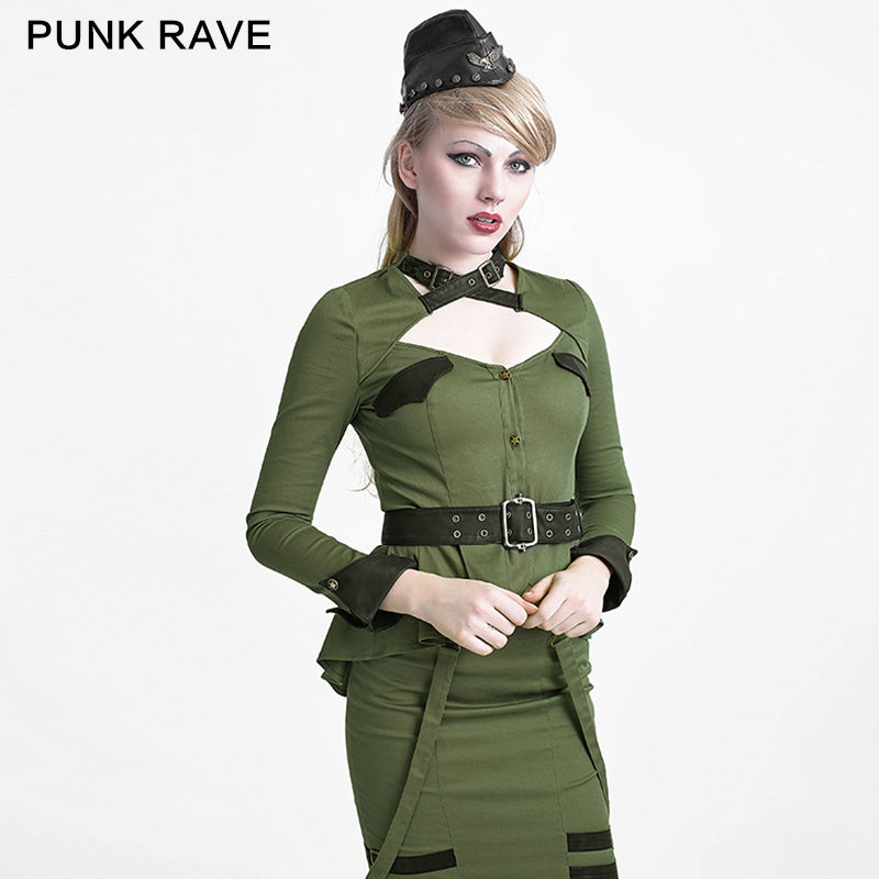 Y-623 Green Military Style Lolita Dresses With Long Sleeves