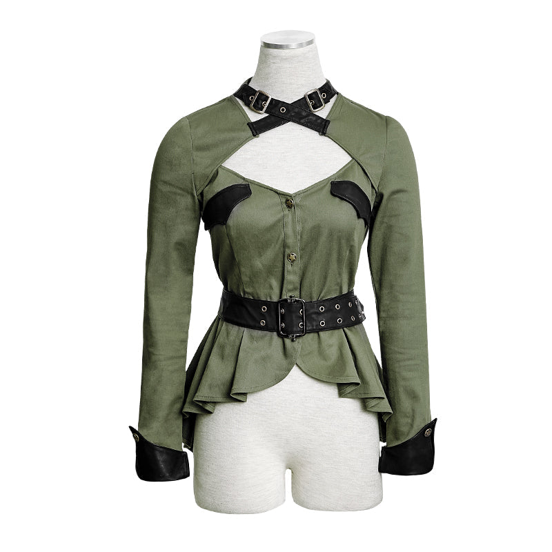 Y-623 Green Military Style Lolita Dresses With Long Sleeves