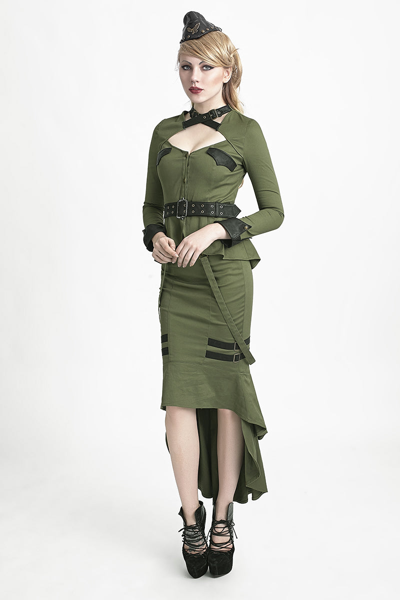 Y-623 Green Military Style Lolita Dresses With Long Sleeves