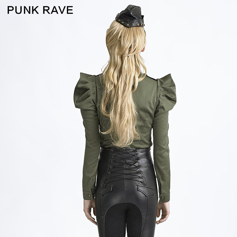 Y-625 Winter Uniform Style Punk Shirts With Long Puff Sleeves