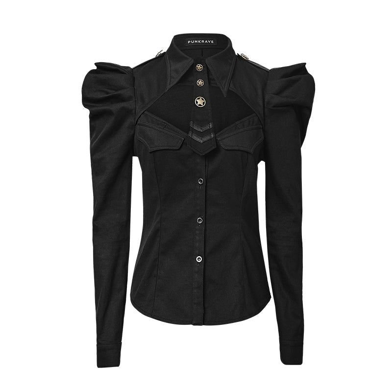 Y-625 Winter Uniform Style Punk Shirts With Long Puff Sleeves