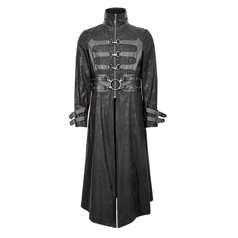 Y-633 Vampire Cool Buckle Long Punk Trench Coat For Men