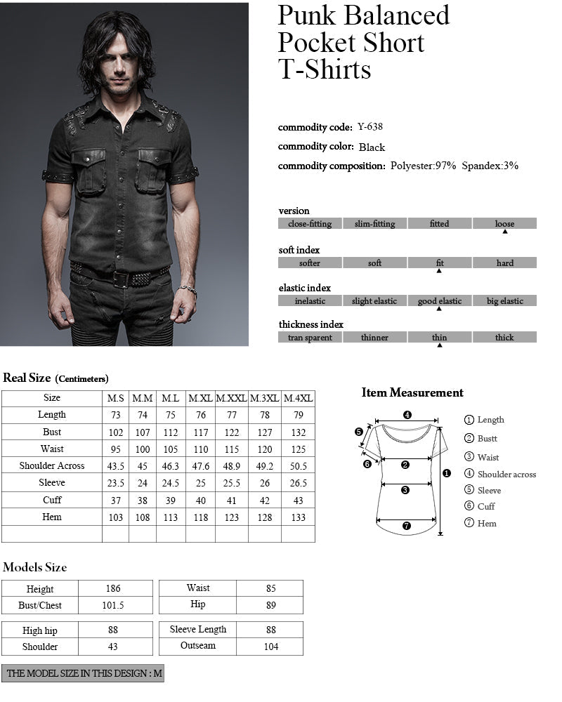 Y-638 Causal Tie-dye Short Sleeves Punk Shirts With Two Pockets