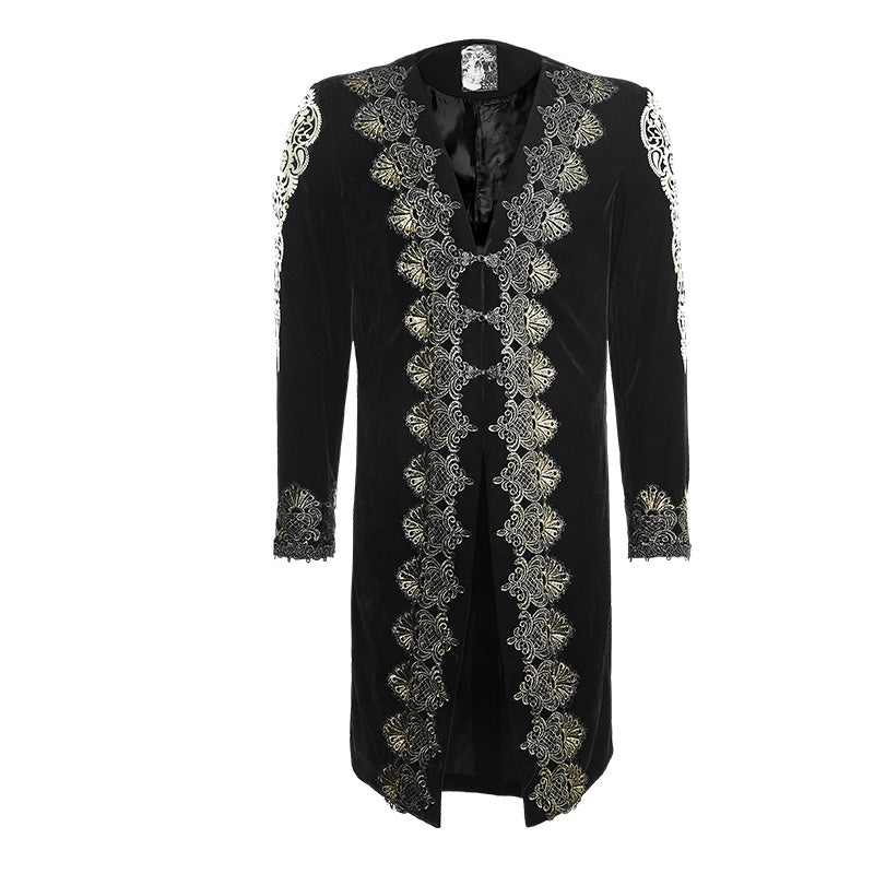 Y-641 Retro black Long Gothic Trench Coats With Aesthetic Pattern