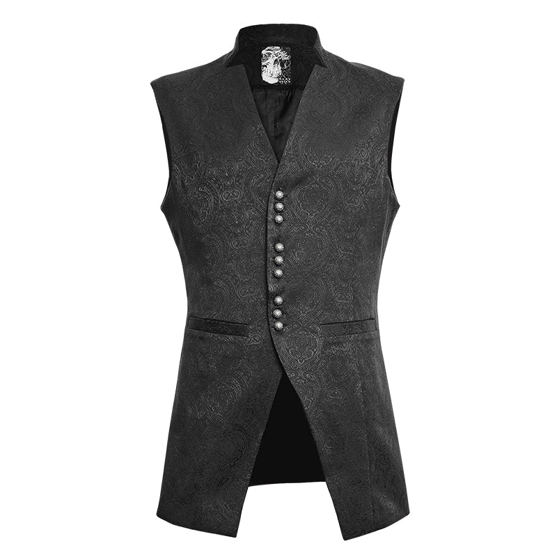 Y-642 Winter Luxury Flower Pattern Gothic Vest With Stand-up Collar