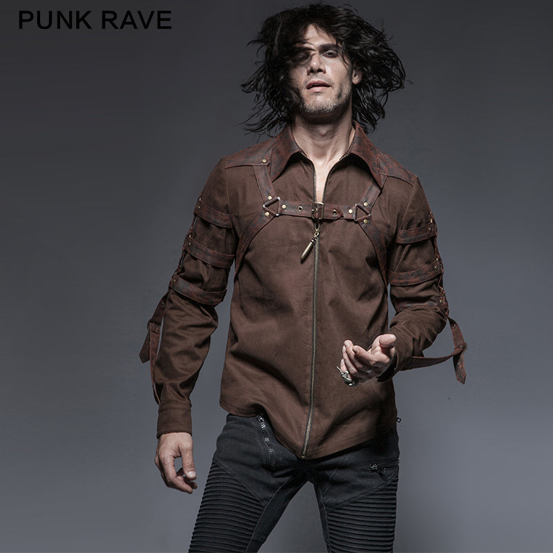 Y-644 Coffee Punk And Rock Punk Shirts With Long Sleeve