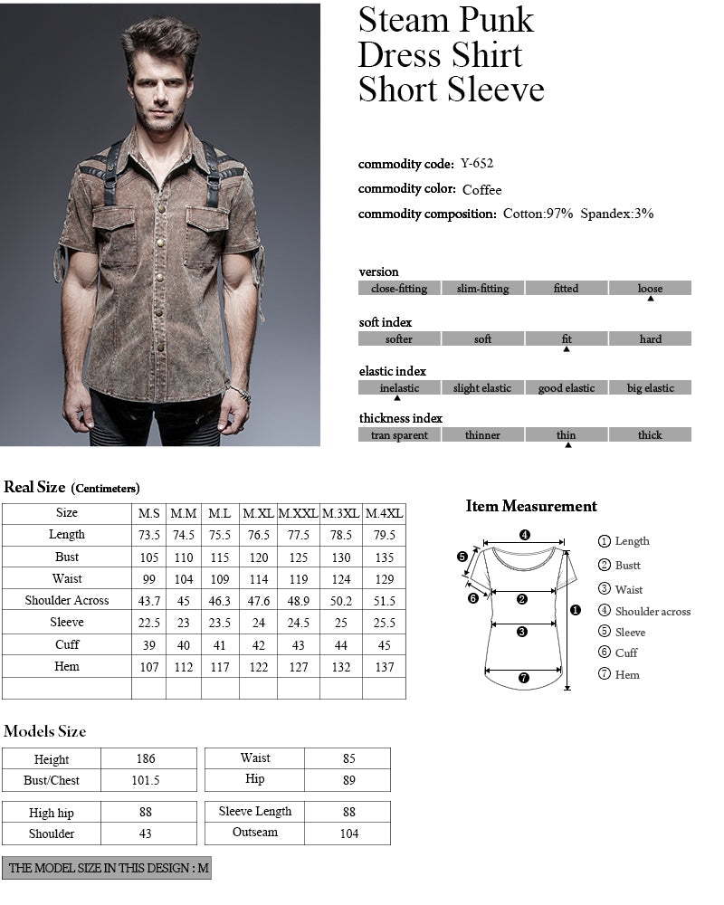 Y-652 Steampunk Military Punk Shirts For Man With Double Pockets