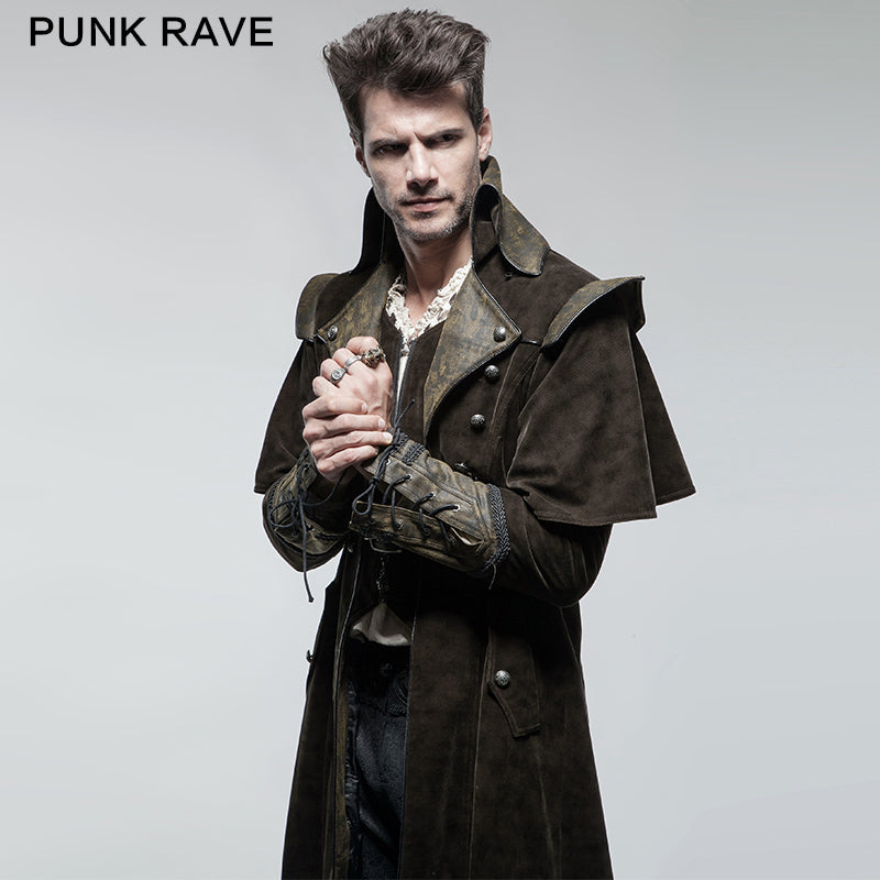 Y-654 Military Cape Style Modern Gothic Trench Coats For Men