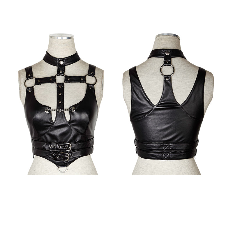 Y-655 New Original Leather Sexy Punk Vest Spaghetti Stap