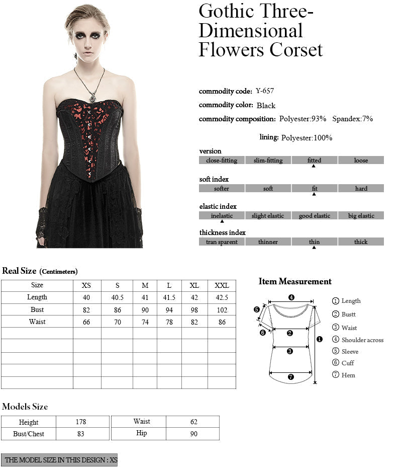 Y-657 3D Flowers Printed Sexy Gothic Accessiories Adjustable Elastic Waist Corset