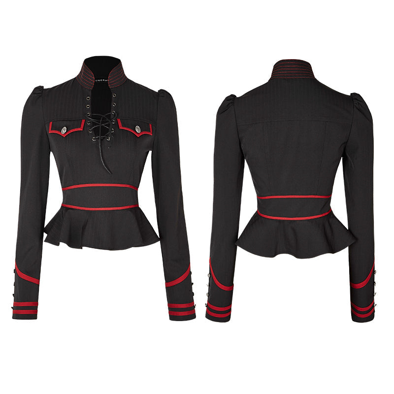 Y-661 Gorgeous Soft Textile Punk Jacket With Red Stripes