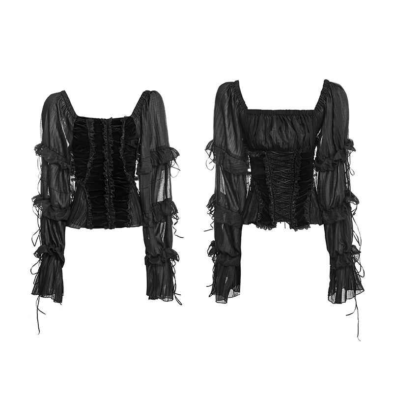 Y-663 3D Handmade Slik Gorgeous Extra Long Gothic Shirt For Women