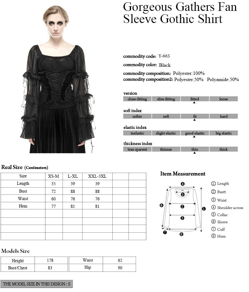 Y-663 3D Handmade Slik Gorgeous Extra Long Gothic Shirt For Women