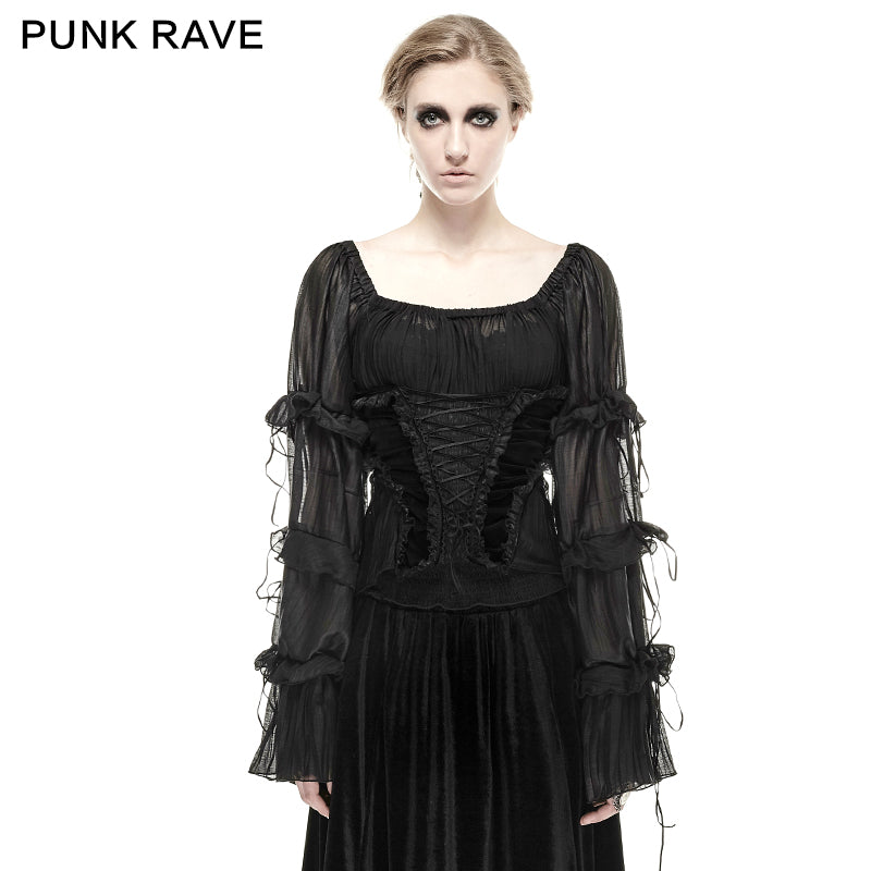 Y-663 3D Handmade Slik Gorgeous Extra Long Gothic Shirt For Women