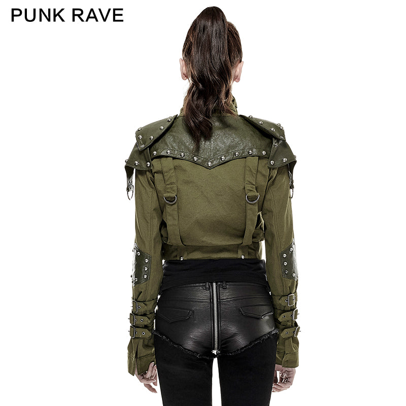 Y-665 Cool Military Short Punk Jacket With High Collar