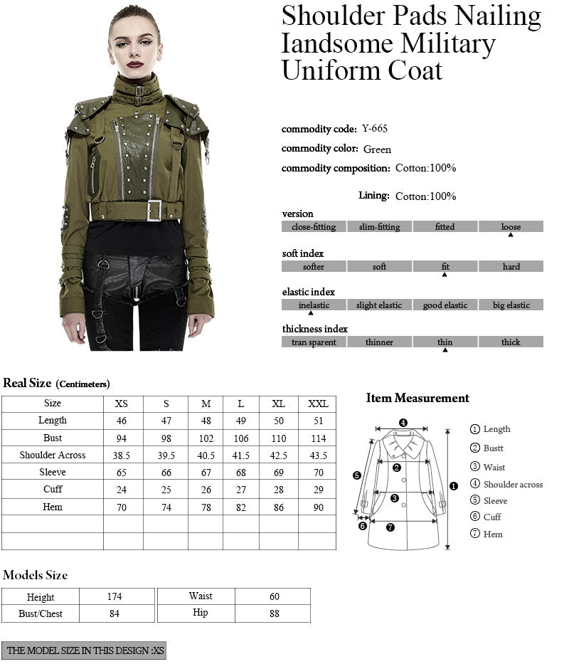 Y-665 Cool Military Short Punk Jacket With High Collar