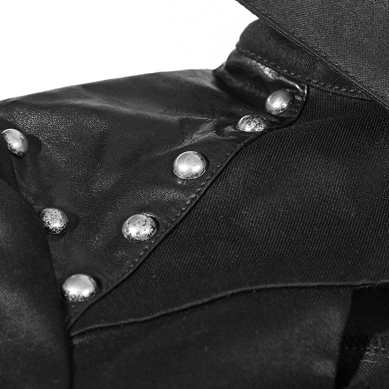 Y-666 Military Sexy Leather Punk Shirts With Rivet Studded