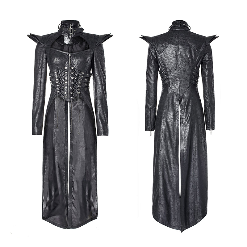 Y-670 Steampunk Domineering Sexy Leather Gothic Coat