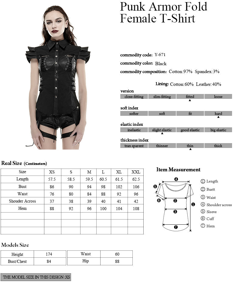 Y-671 Spring Military Leather Skinny Punk Shirts For Women