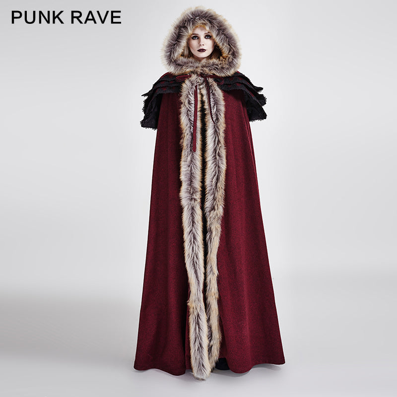 Y-673 Long Cloak Gothic Trench Coats With Excellent Wool Collar