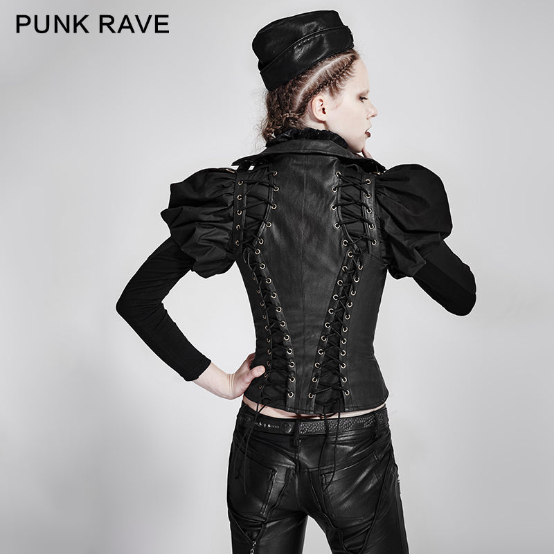 Y-674 Fashion Unusual Short Leather Punk Vest