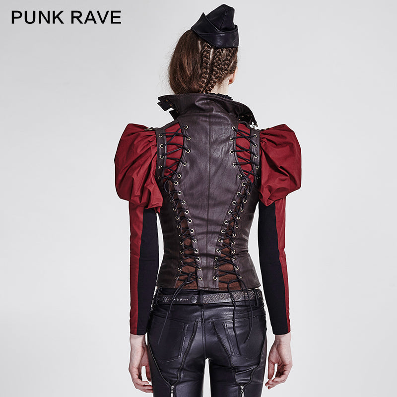 Y-674 Fashion Unusual Short Leather Punk Vest