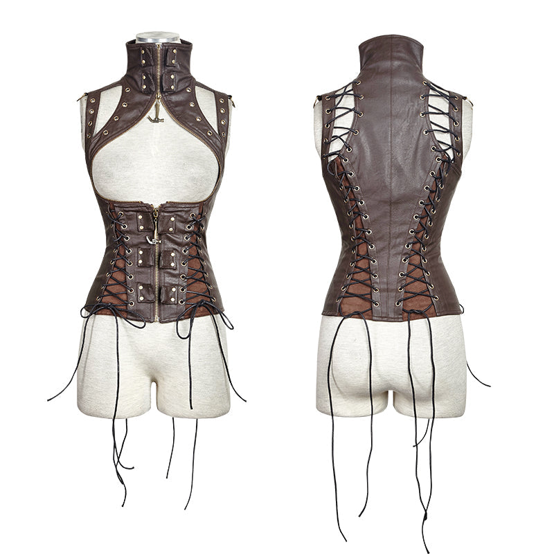 Y-674 Fashion Unusual Short Leather Punk Vest