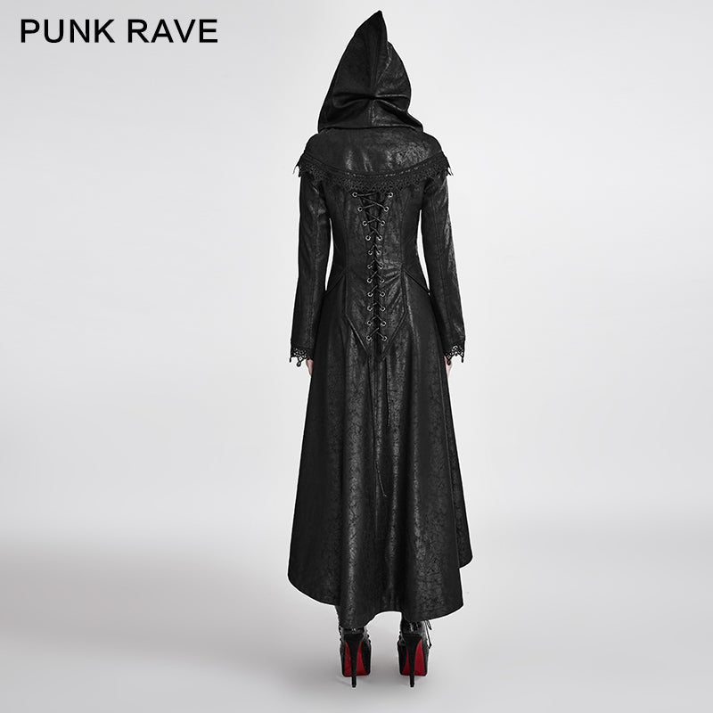 Y-676 Dark Mystery Unique Style Gothic Trench Coats With Long Hood