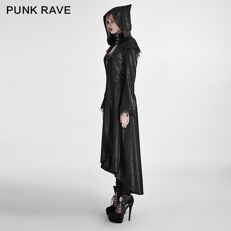 Y-676 Dark Mystery Unique Style Gothic Trench Coats With Long Hood