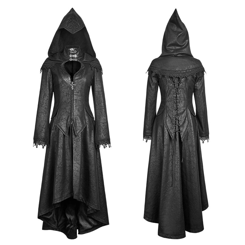 Y-676 Dark Mystery Unique Style Gothic Trench Coats With Long Hood