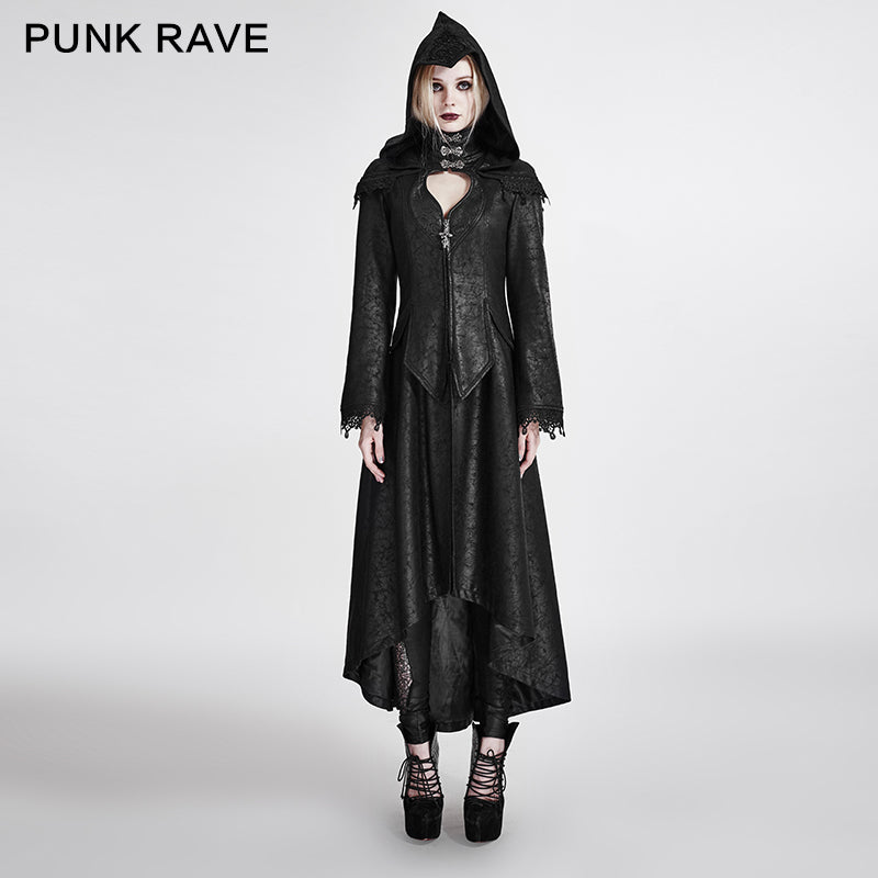 Y-676 Dark Mystery Unique Style Gothic Trench Coats With Long Hood