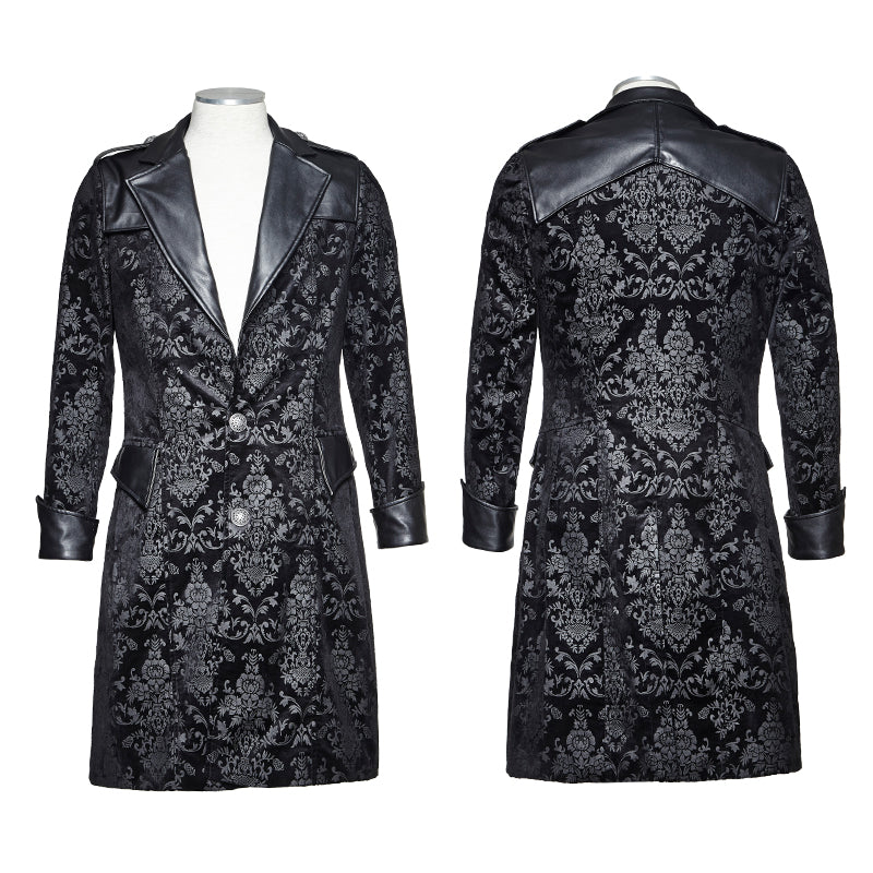 Y-692 Fashion Military black Long Gothic Coat With Printing Pattern