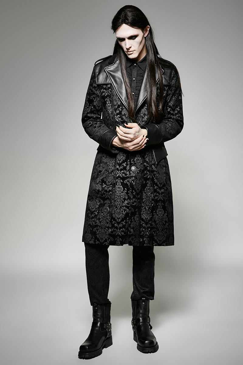 Y-692 Fashion Military black Long Gothic Coat With Printing Pattern