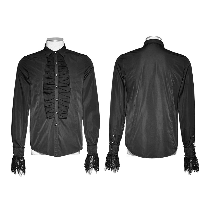 Y-695 Classical Version Gothic Shirt With Double-layer Cuffs Lace Designs