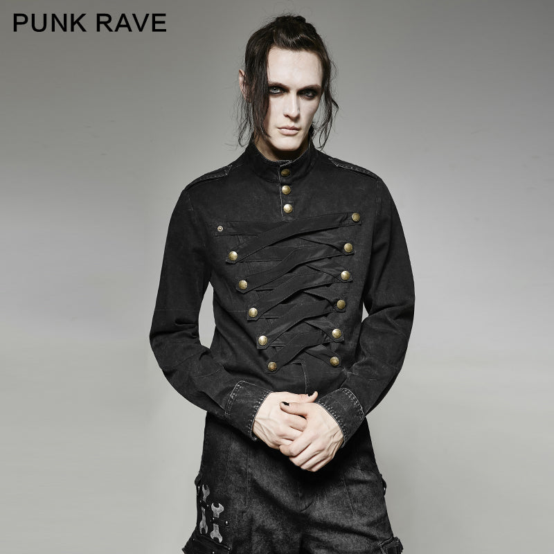 Y-698 Smooth Majesty Vintage Punk Shirts With Multi-breasted