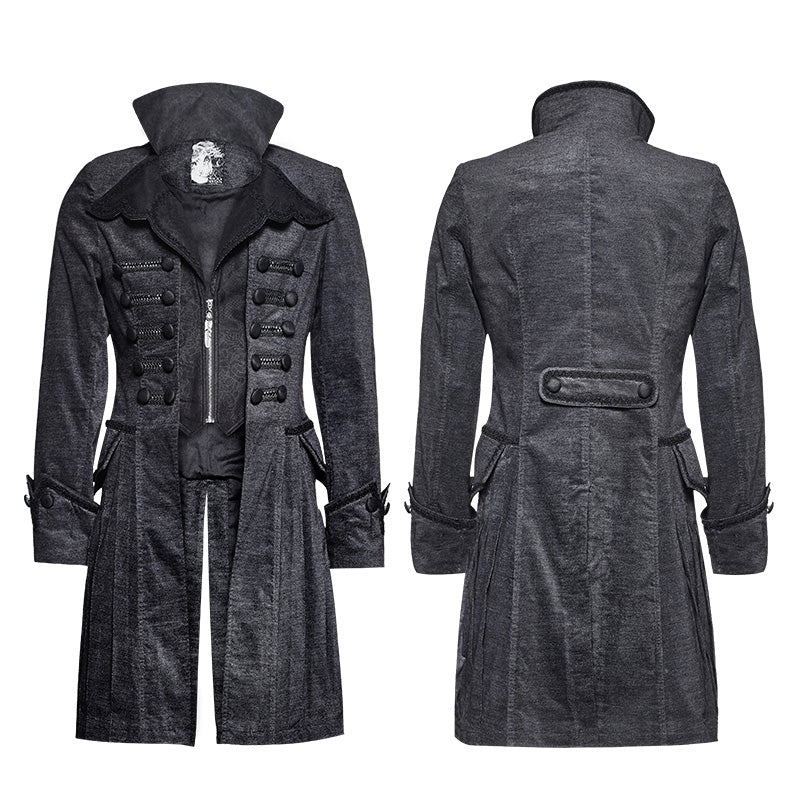 Y-705 Long Corduroy Twill Gothic Trench Coats With Flower Pattern