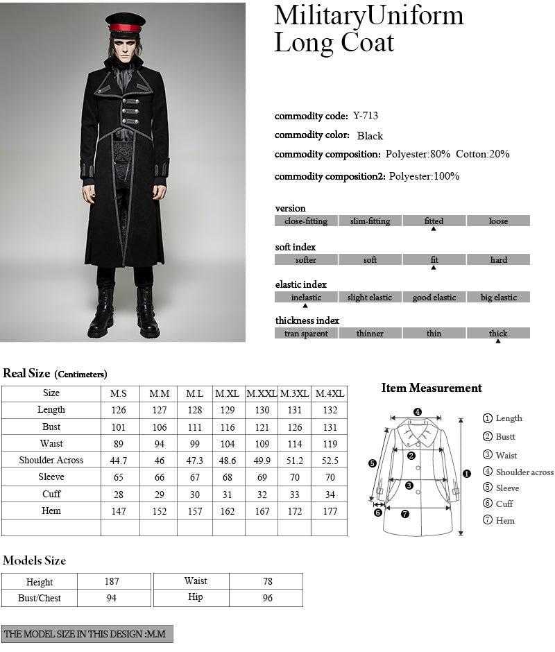 Y-713 Irregular Long Punk Trench Coat Using Western Wool