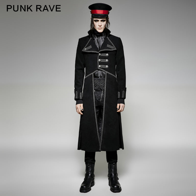 Y-713 Irregular Long Punk Trench Coat Using Western Wool