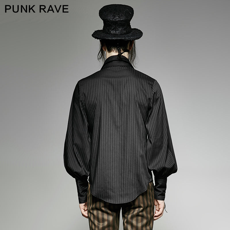 Y-719 Great black Striped Punk Shirts With Vertical Sense Plaids