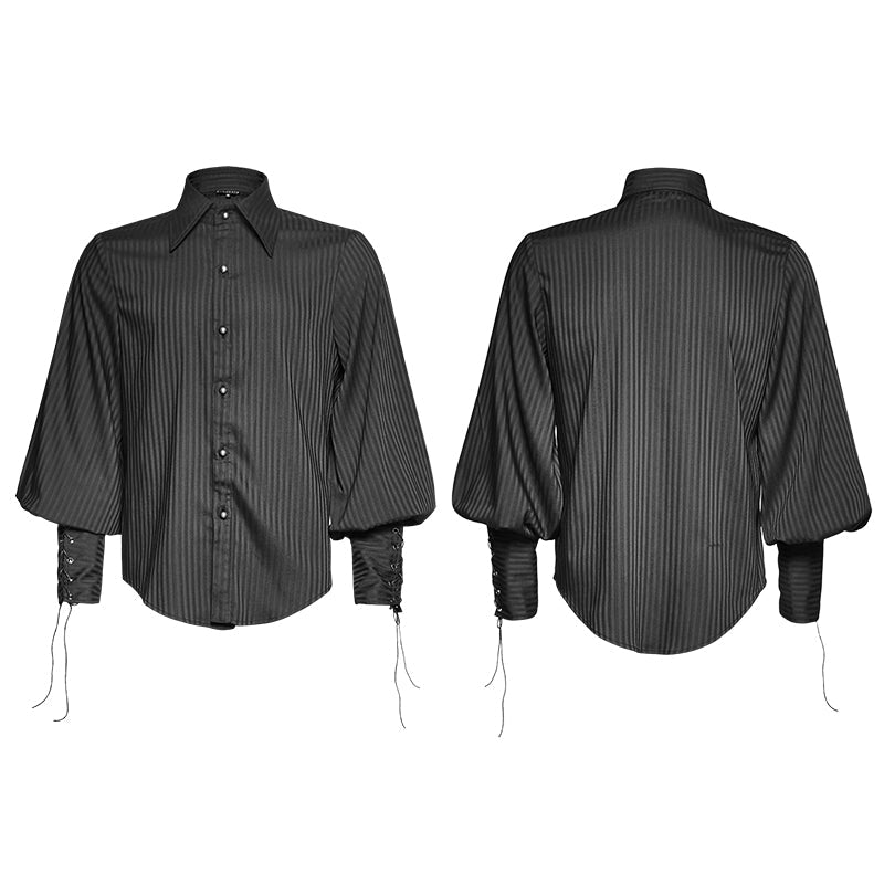 Y-719 Great black Striped Punk Shirts With Vertical Sense Plaids