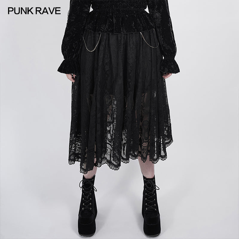 DQ-512BQF Dark night Gothic Lace Skirt