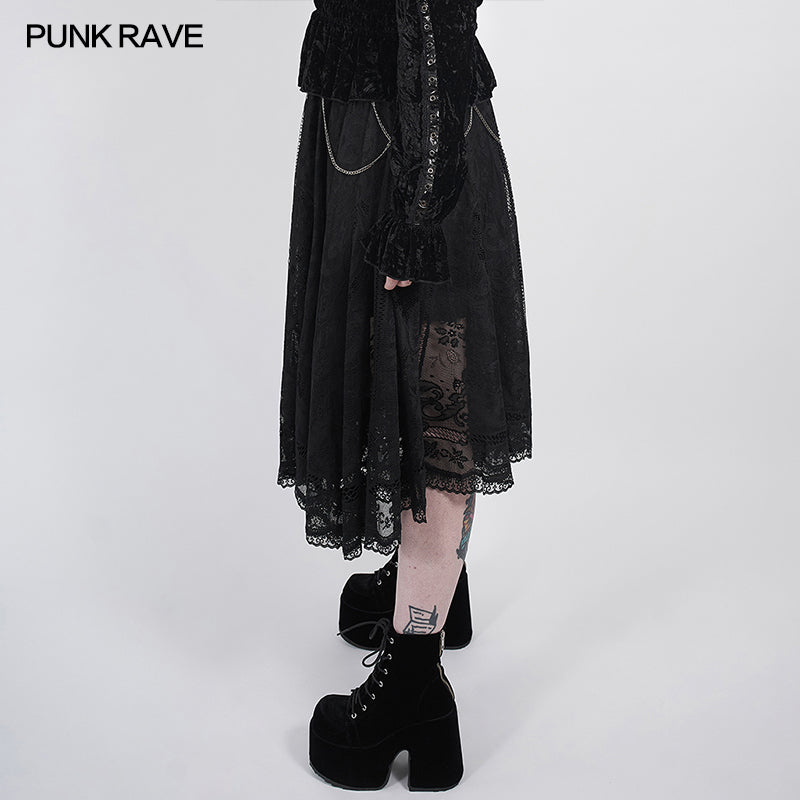 DQ-512BQF Dark night Gothic Lace Skirt