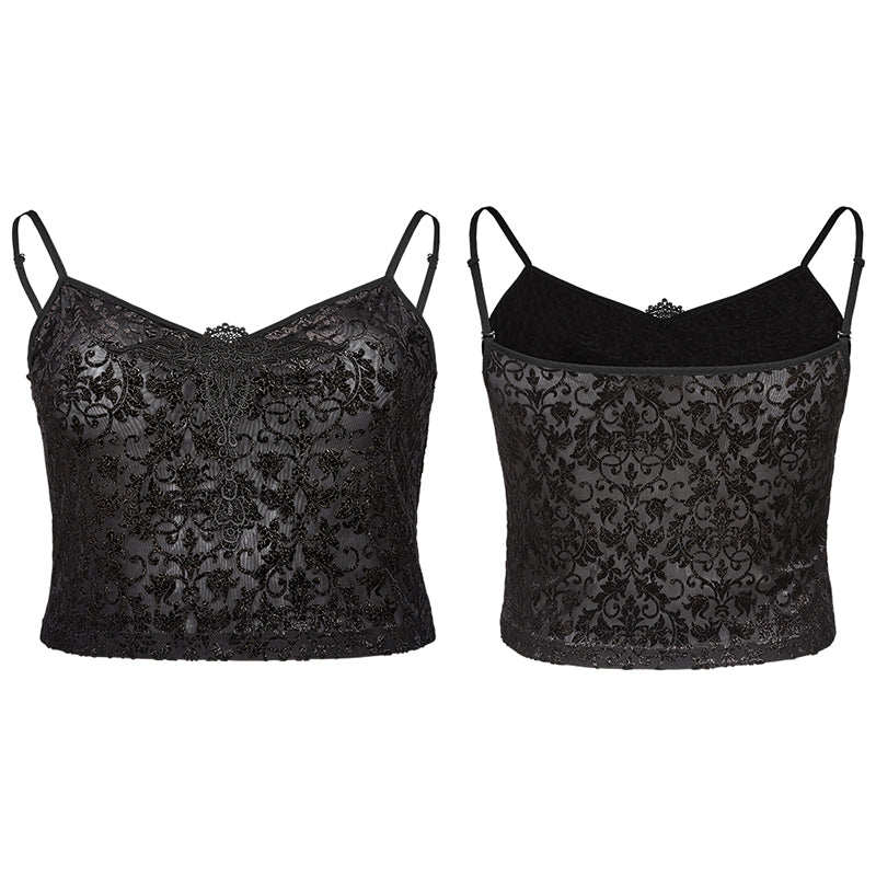 DT-679BXF Sexy gothic velvet flower camisole