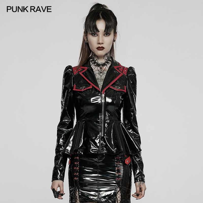 DY-1387XDF Goth sexy patent leather jacket