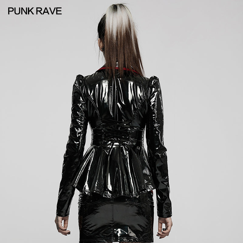 DY-1387XDF Goth sexy patent leather jacket