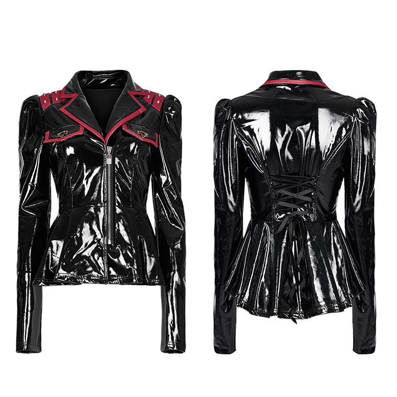 DY-1387XDF Goth sexy patent leather jacket