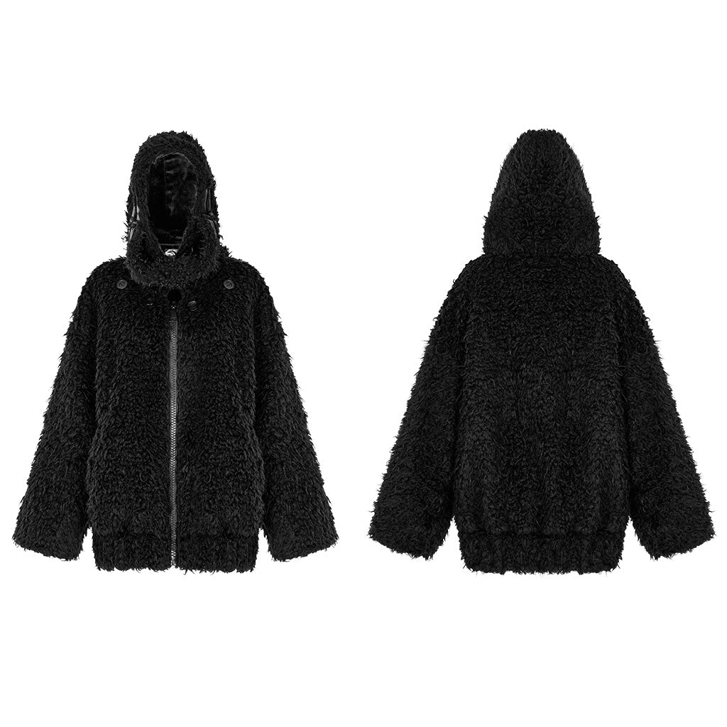 Medium plush loose neck split coat OPY-708XCF