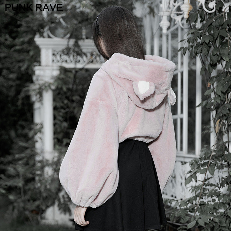 OPY-492XDF Cute ears drawstring cap short coat